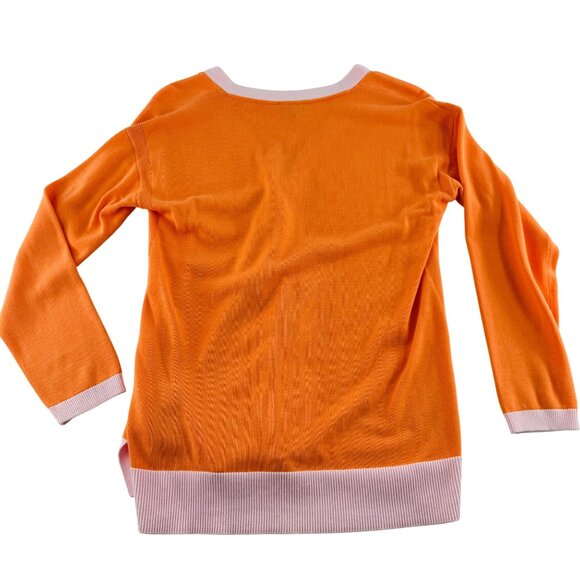 Talbots Petite Mp Orange & Pink V-Neck Cardigan Sweater - Picture 5 of 5